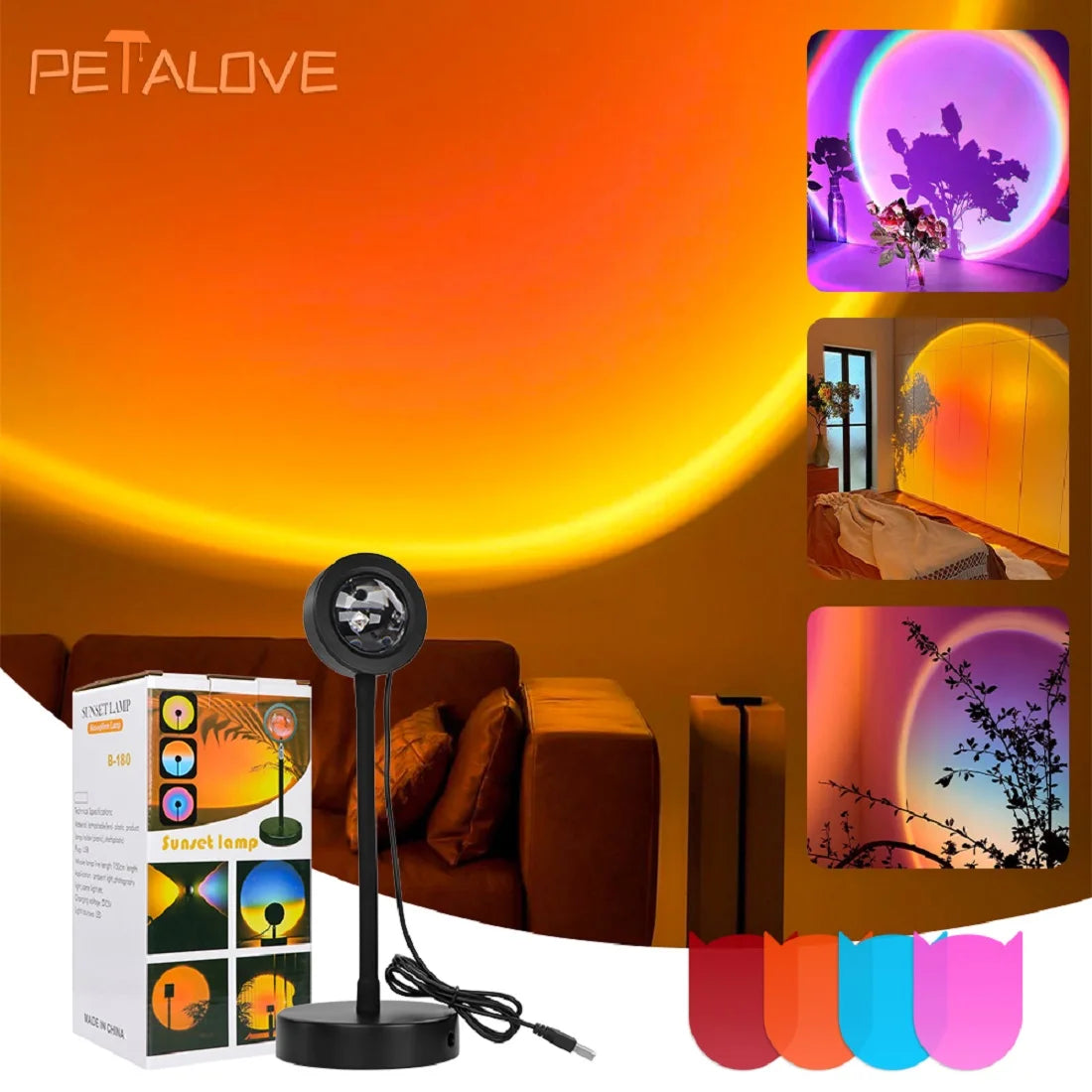 Sunset Lamp Projector Led Lights for Room Decor Night Light Kids