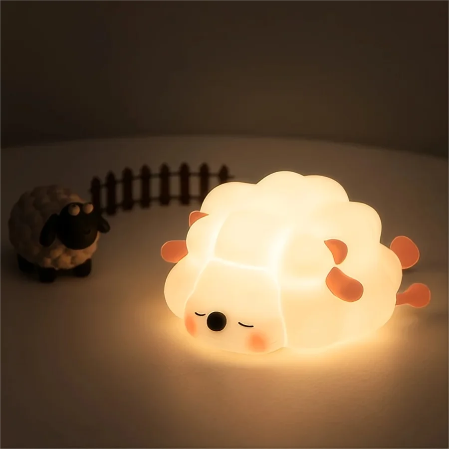 ouch Sensor RGB LED Rabbit Night Light - 16 Colors, USB Rechargeable Silicone Bunny Lamp, Ideal for Children, Baby